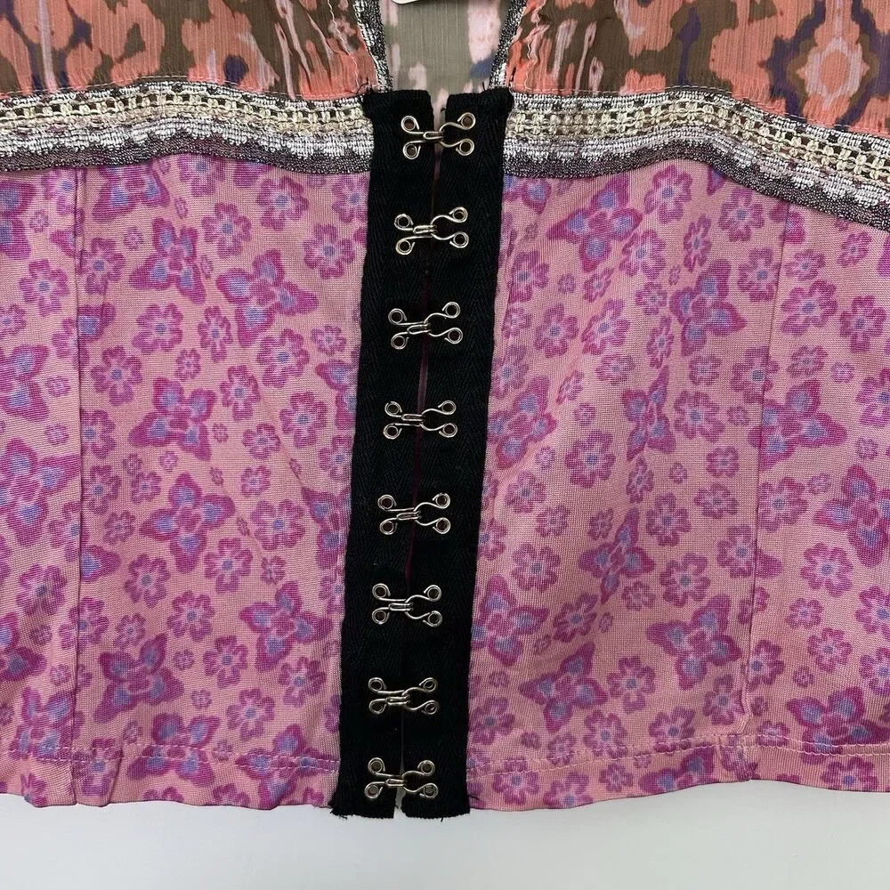 Free People Multicolor Sheer Crop Top Walk that way NWT - Picture 3 of 11